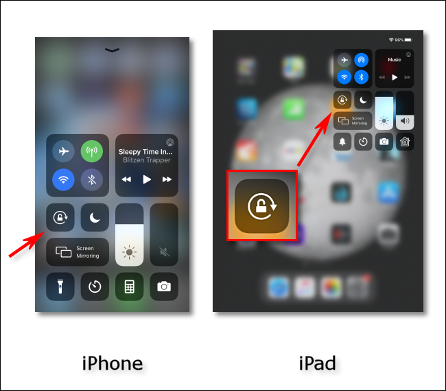 Toque el icono de bloqueo de orientación en su iPhone y iPad.