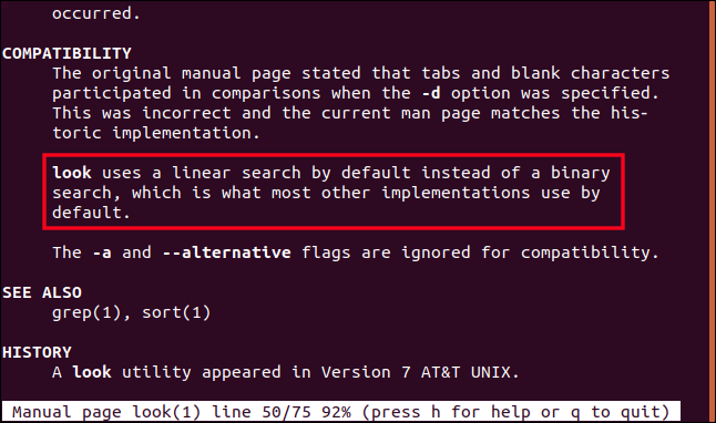 Ubuntu mira la página de manual en una ventana de terminal.