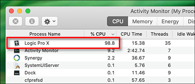 Busque procesos de CPU sospechosamente altos en Activity Monitor para Mac.