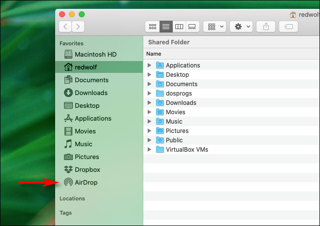 AirDrop ahora debería estar en la sección Favoritos de la barra lateral del Finder en Mac.