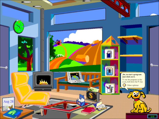 El escritorio de la habitación de un niño de Microsoft Bob.