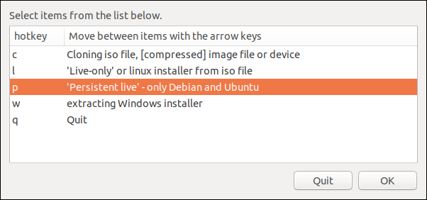 Opción única de Ubuntu y Debian