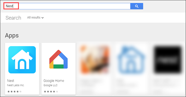 Las aplicaciones "Nest" y "Google Home" en Google Store.