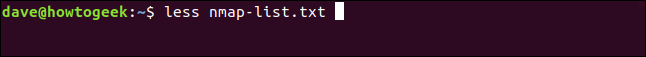 menos nmap-list.txt en una ventana de terminal