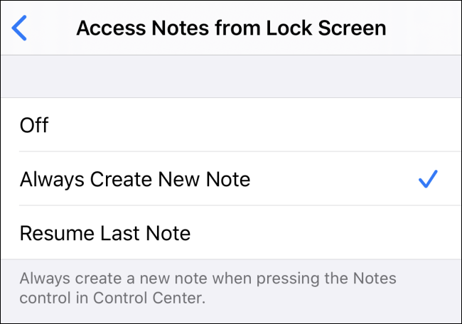 Acceder a las notas desde la configuración de la pantalla de bloqueo en iOS