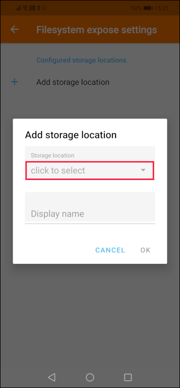 Seleccionar opciones de ubicación de almacenamiento