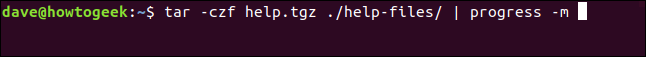 tar -czf help.tgz ./help-files/ |  progreso -m en una ventana de terminal