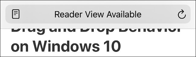 Mensaje "Vista de lector disponible" de Safari.