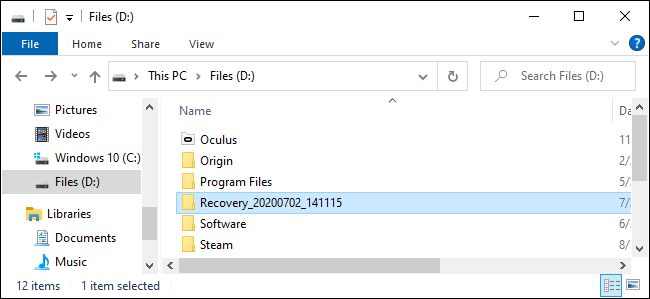 Donde Windows File Recovery coloca los archivos recuperados.