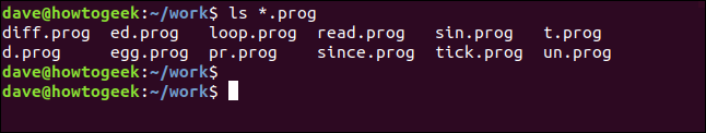ls * .prog en una ventana de terminal