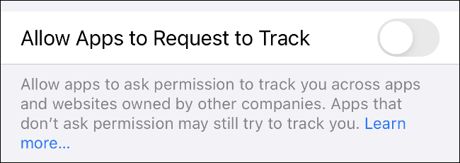 La opción "Permitir que las aplicaciones soliciten seguimiento" en iOS 14.