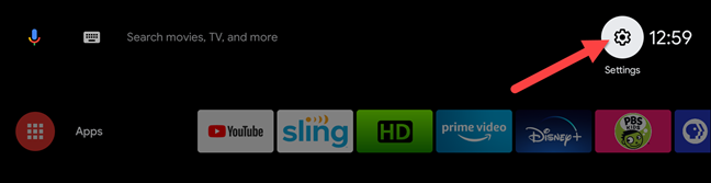 menú de configuración de selección de tv android