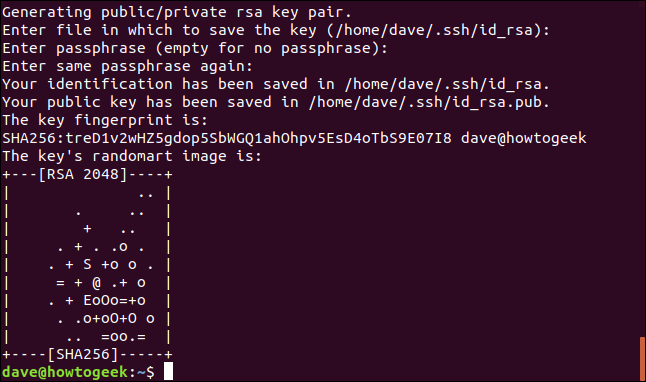 generación de clave ssh en una ventana de terminal