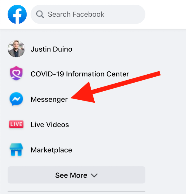 Seleccione "Messenger" en el menú lateral