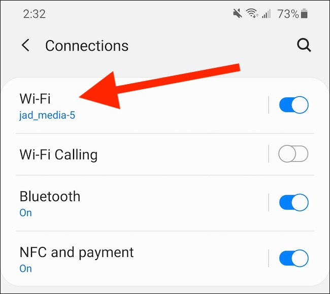 Seleccione la configuración "Wi-Fi".