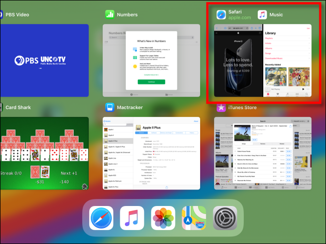Seleccione una aplicación de App Switcher en iPad