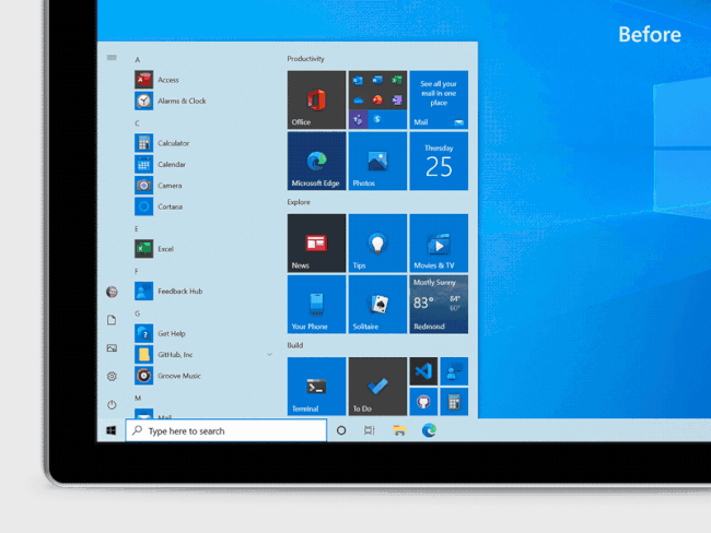 Comparando los nuevos fondos de mosaico claro de Windows 10 con los azules más antiguos.