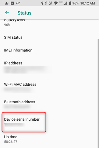 Encontrarás el número de serie de tu dispositivo en la configuración del dispositivo.