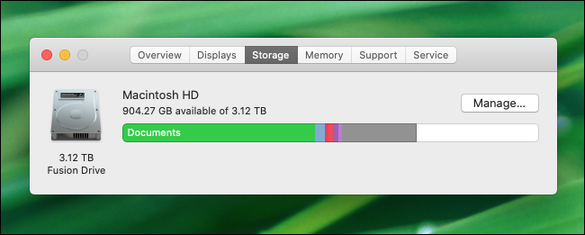 Comprobando el espacio libre en disco en macOS Catalina