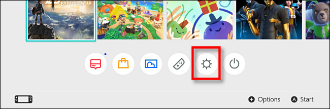 Nintend Switch: seleccione Configuración del sistema en la pantalla de inicio