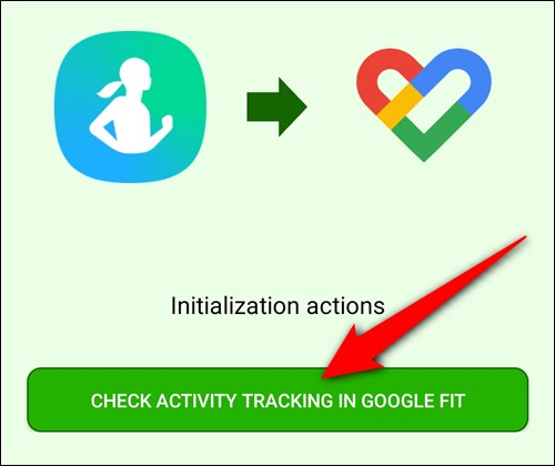 Toca el botón "Comprobar seguimiento de actividad en Google Fit"