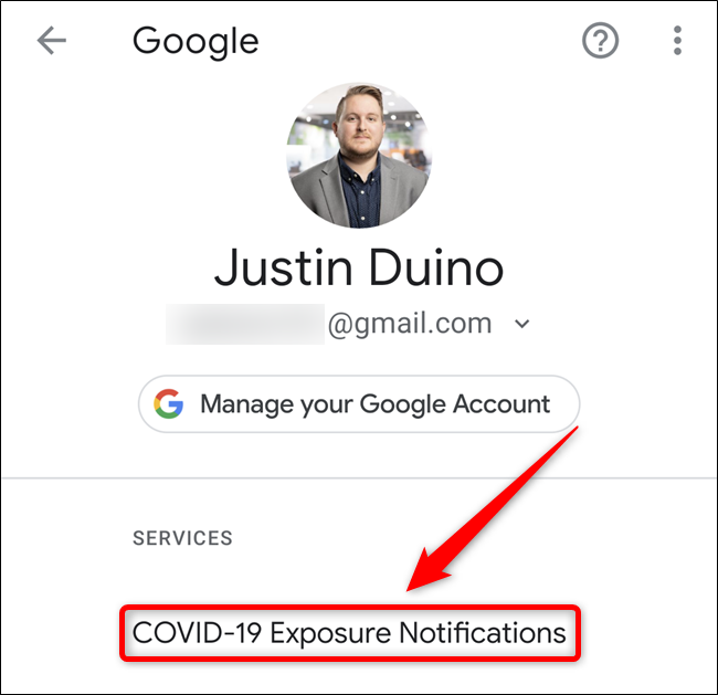 Toca la opción "Notificaciones de exposición COVID-19"