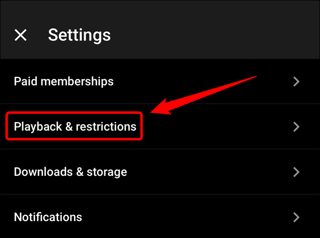 Toca la opción "Reproducción y restricciones".