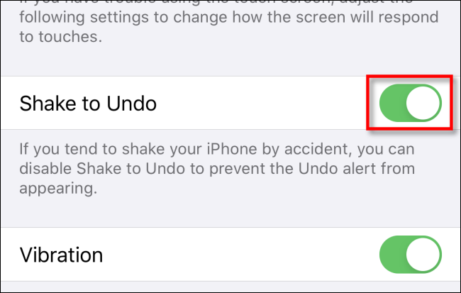 Toque Agitar para deshacer el cambio en Configuración en iPhone o iPad