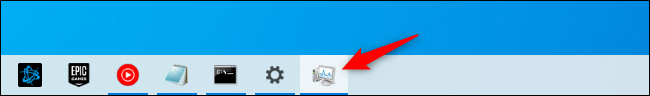 El icono de acceso directo de la barra de tareas del Administrador de tareas.