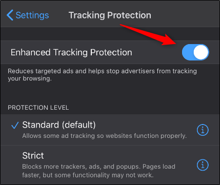 Activa "Protección de seguimiento mejorada".