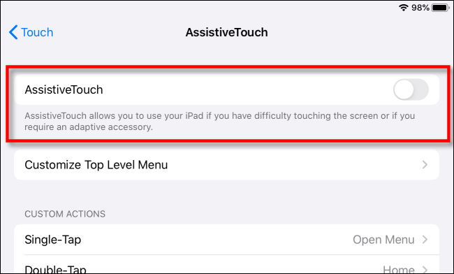 Activa "AssistiveTouch".