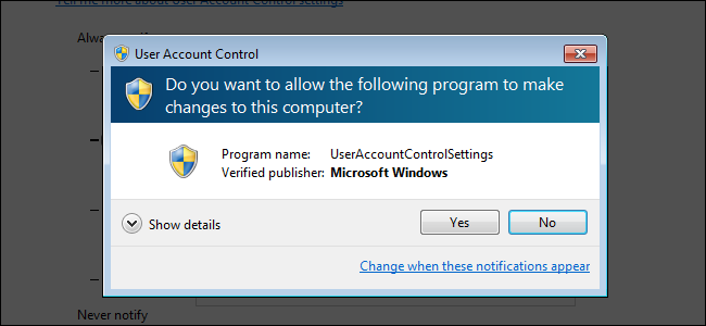 Un mensaje de seguridad de Control de cuentas de usuario en Windows 7.