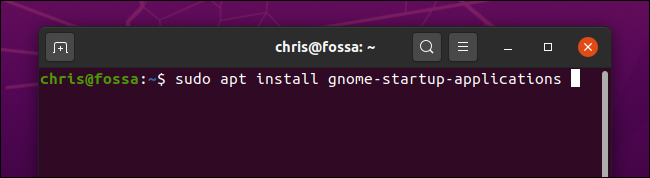 Instalación de la herramienta de aplicaciones de inicio GNOME en Ubuntu.