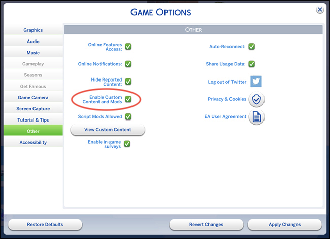 Los Sims 4 Mods Habilitar