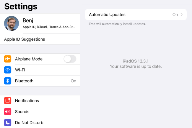 El mensaje de software actualizado en iPadOS.