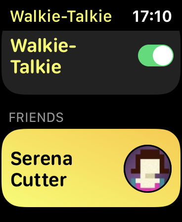 La aplicación Walkie-Talkie en Apple Watch.