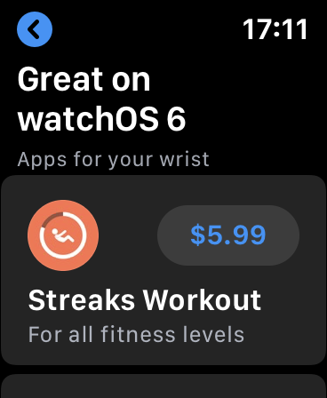 Una aplicación que se descarga de la App Store en un Apple Watch.