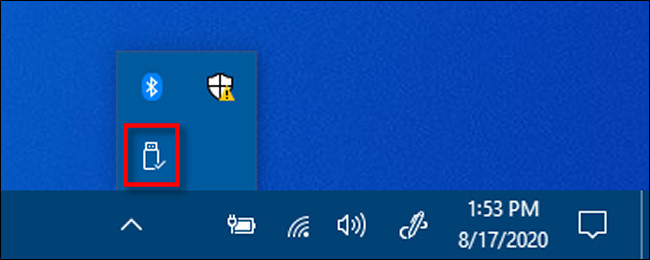 Haga clic con el botón derecho en el icono Quitar hardware de forma segura en Windows 10.