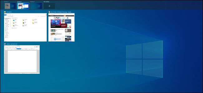 Interfaz de vista de tareas en Windows 10.