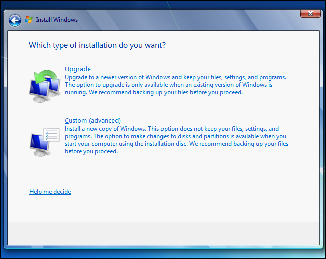 Windows-7-actualización-vs-personalizado