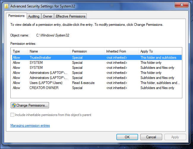 permisos de usuario de windows-ntfs