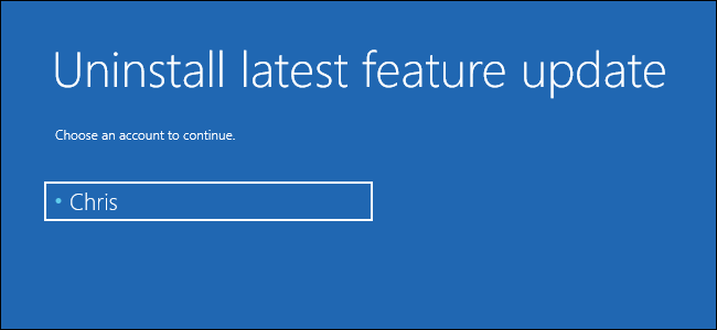 Desinstalación de la última gran actualización de funciones en Windows 10