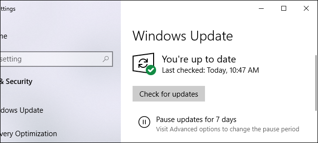 Actualización de Windows que dice que está actualizado
