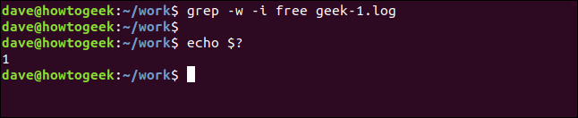 grep -w -i free geek-1.log en una ventana de terminal