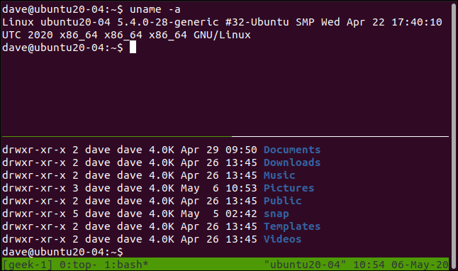 Dos comandos diferentes en dos paneles en una sesión tmux en una terminal viuda.