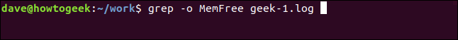 grep -o MemFree geek-1.log en una ventana de terminal