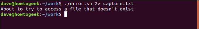 salida de ./error.sh 2> capture.txt en una ventana de terminal