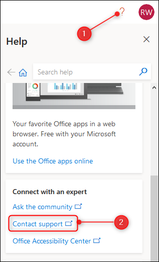 El enlace de soporte de contacto