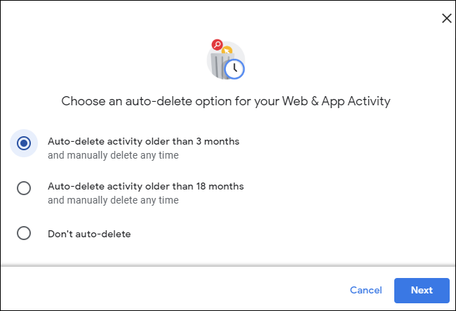 Eliminación automática de actividad de más de 3 meses en una cuenta de Google.