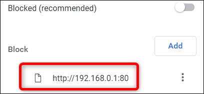 El sitio web ahora aparece en la lista de bloqueo